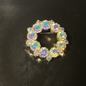 Vintage AB Rhinestone Brooch Pin | 1950s